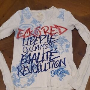 🐻 Ecko Unlimited Long Sleeve Top - White, Blue and Pink Graphic